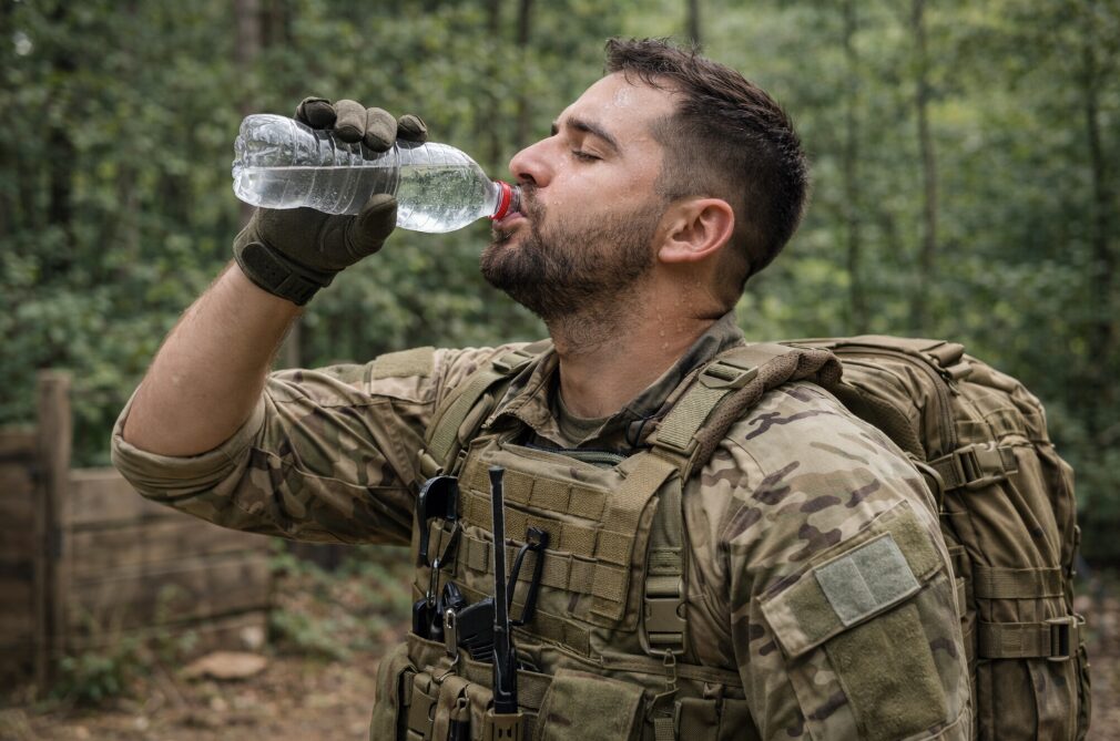 пьет воду на страйкболе
